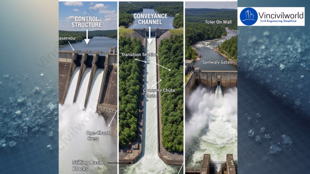 Components of spillways