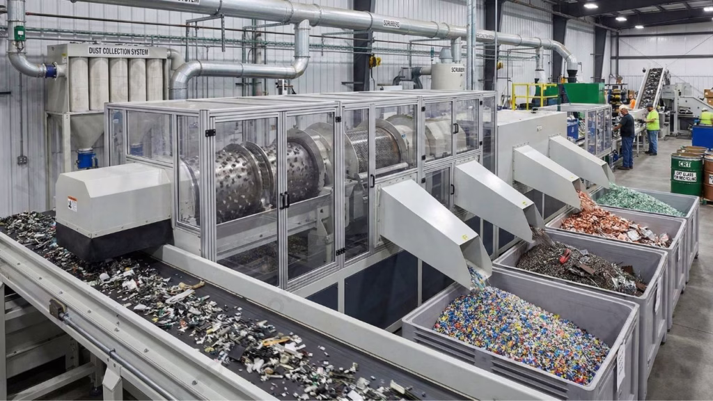 Factory showing screening and shredding
