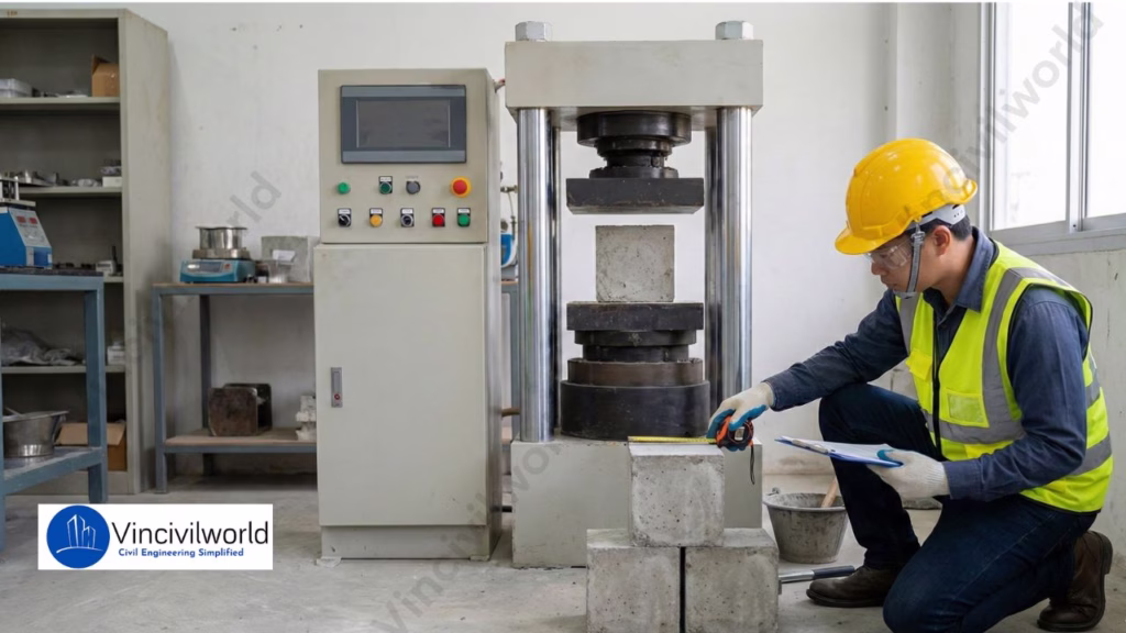 Compressive strength testing of cube and cylinder machine (CTM)