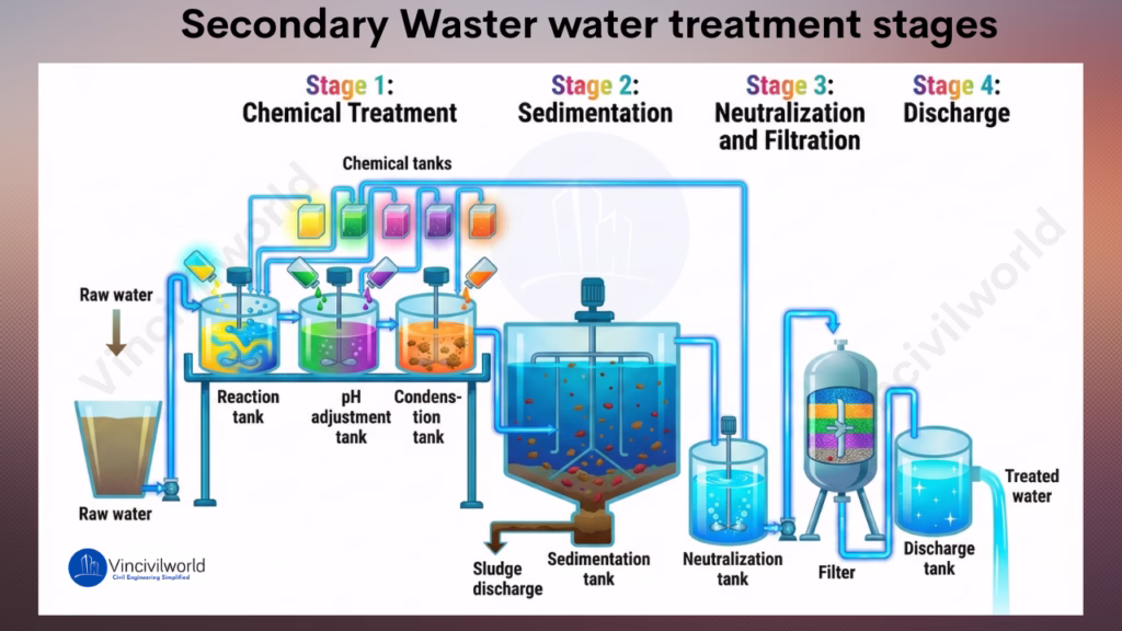 Secondary wastewater treatment stages