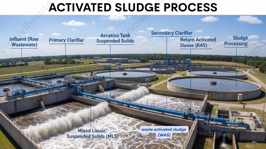 Activated sludge process and stages