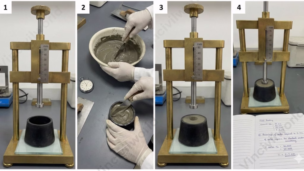Procedure of consistency test for cement